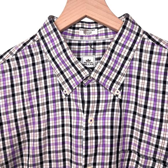 PETER MILLAR Button Down Shirt XXL Plaid Cotton Summer Preppy Vacation Golf Prep - Picture 1 of 11